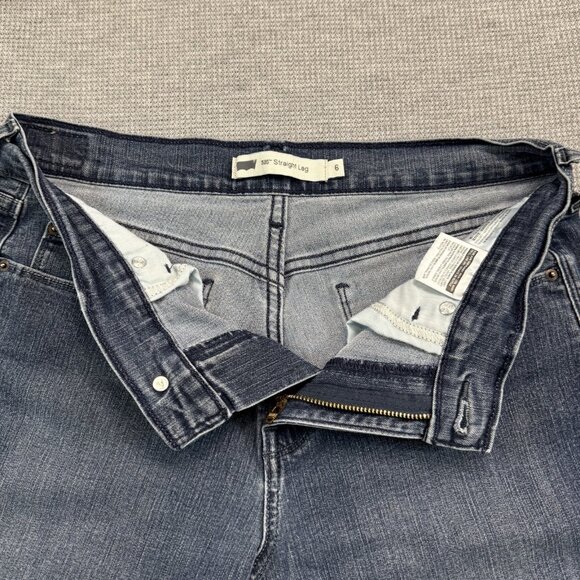 Levis 505 Womens Size 6 Blue Denim Straight Leg Jeans Mid Rise Stretch 5 Pockets - Picture 6 of 14